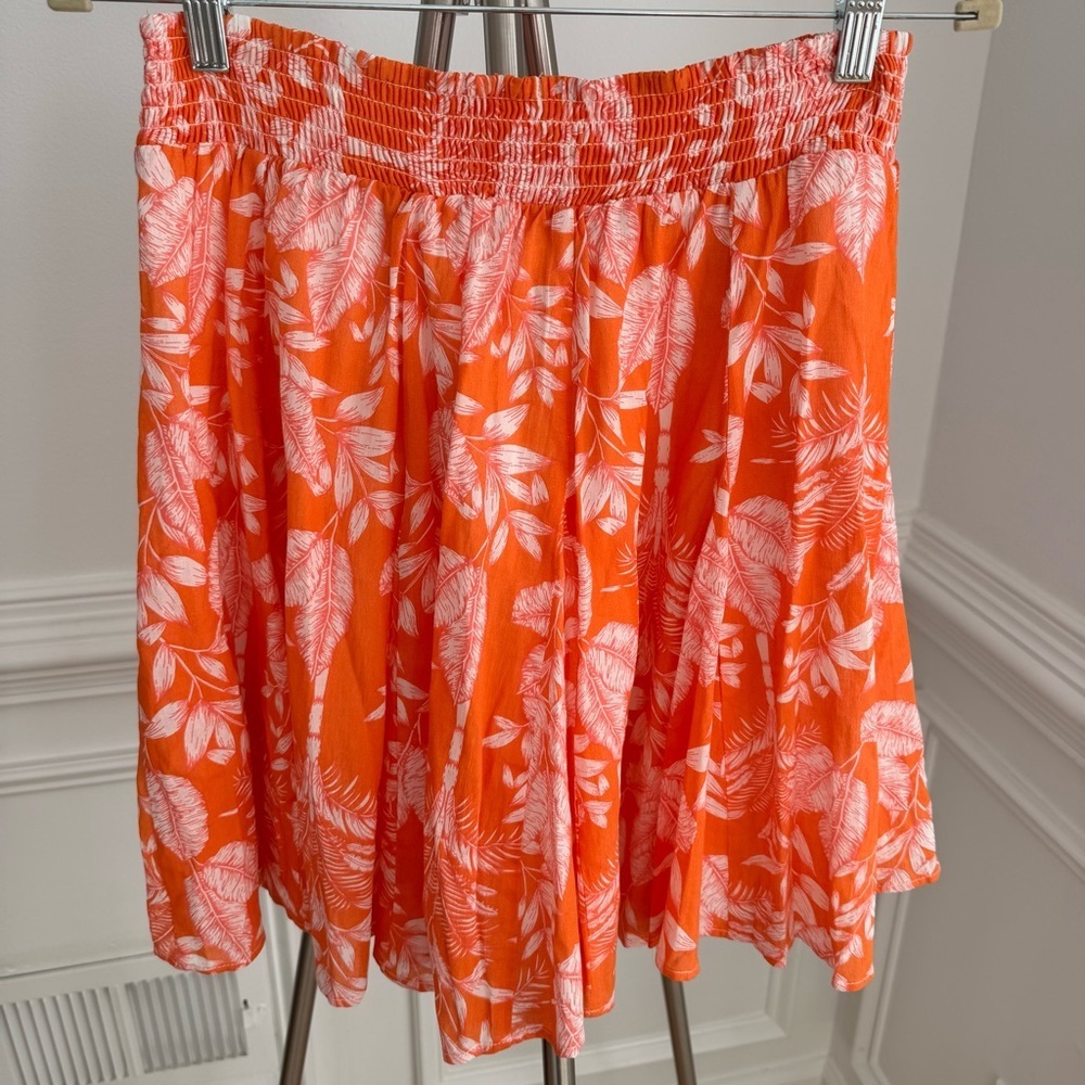 Anthropologie Maeve Orange Floral Cotton Mini Skirt Medium - Picture 2 of 5